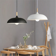 Load image into Gallery viewer, 40W 35cm Minimalist Creative Personality Semi-circular Lid Chandelier Wrought Iron Single-head Restaurant Living Room Hotel Lamps, 35cm Black, 35cm White