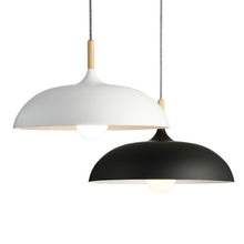 Load image into Gallery viewer, 40W 35cm Minimalist Creative Personality Semi-circular Lid Chandelier Wrought Iron Single-head Restaurant Living Room Hotel Lamps, 35cm Black, 35cm White