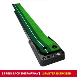 PGMPGM 2.5m Golf Indoor Swing Grip Putting Trainer Practice Pace with Automatic Return Fairways & 3 Soft Balls & 3 Two-color Balls