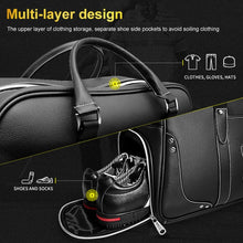 Load image into Gallery viewer, PGM Golf Portable Large Capacity Genuine Leather Ball Bag Clothing Bag for Men, Built-in Shoe Bag