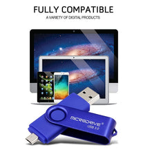 Load image into Gallery viewer, MicroDrive 16GB USB 3.0 Android Phone &amp; Computer Dual-use Rotary Metal U Disk, 16GB