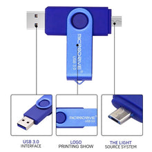 Load image into Gallery viewer, MicroDrive 16GB USB 3.0 Android Phone &amp; Computer Dual-use Rotary Metal U Disk, 16GB