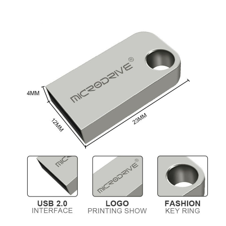 MicroDrive 16GB USB 2.0 Mini Semi-circular Metal U Disk, 16GB
