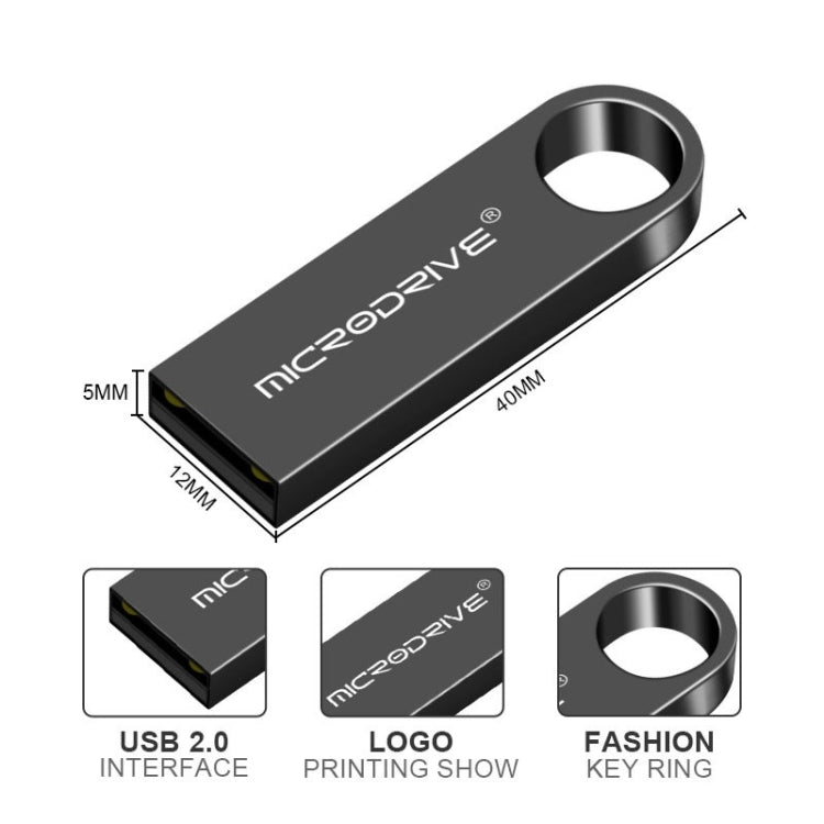 MicroDrive 8GB USB 2.0 Metal Waterproof High Speed U Disk(Gold), 8GB