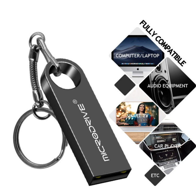 MicroDrive 64GB USB 2.0 Metal Waterproof High Speed U Disk(Grey), 64GB
