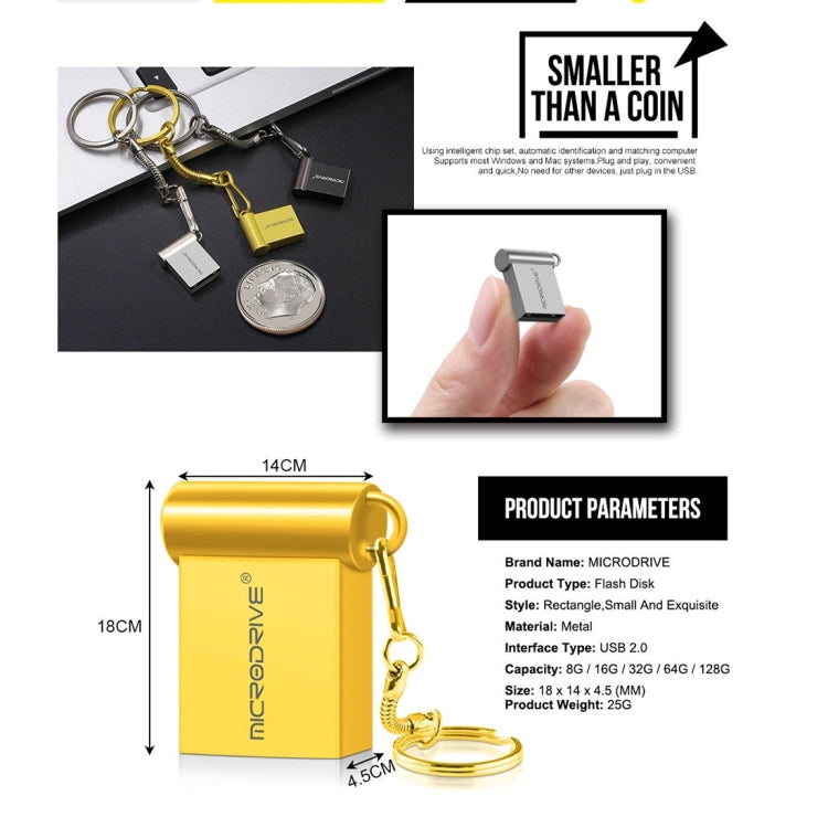 MicroDrive 64GB USB 2.0 Metal Mini USB Flash Drives U Disk, 64GB