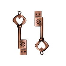 Load image into Gallery viewer, MicroDrive 64GB USB 2.0 Copper Love Key U Disk, 64GB