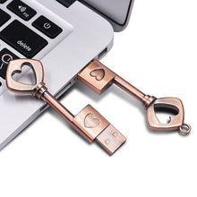 Load image into Gallery viewer, MicroDrive 64GB USB 2.0 Copper Love Key U Disk, 64GB