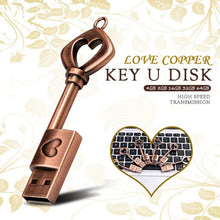 Load image into Gallery viewer, MicroDrive 64GB USB 2.0 Copper Love Key U Disk, 64GB