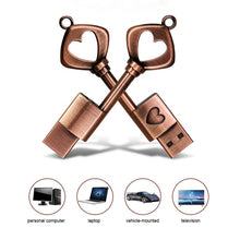 Load image into Gallery viewer, MicroDrive 64GB USB 2.0 Copper Love Key U Disk, 64GB