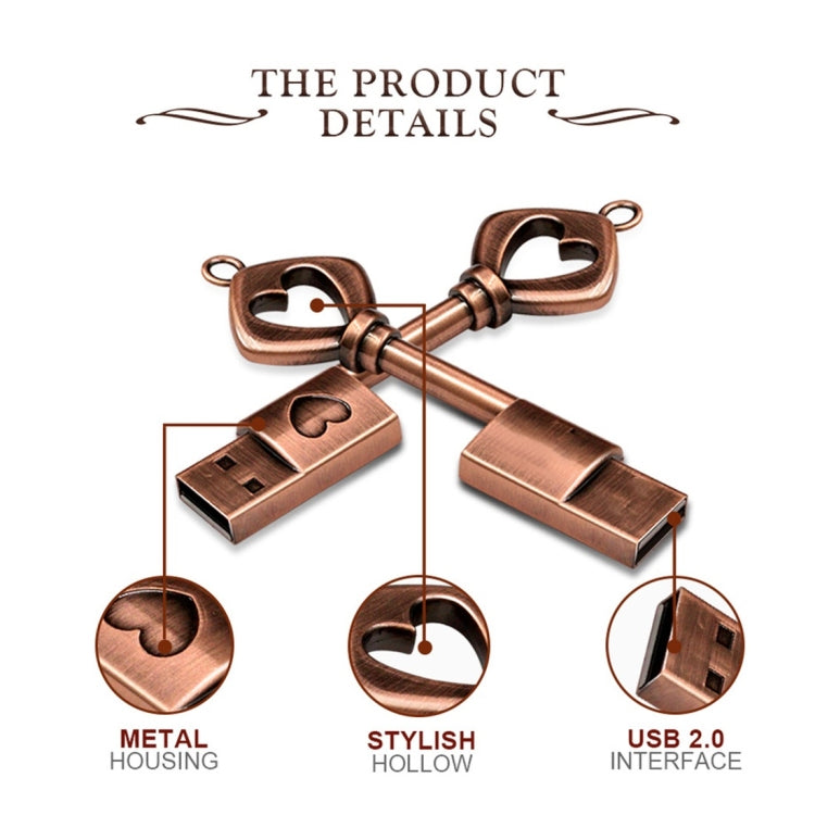 MicroDrive 64GB USB 2.0 Copper Love Key U Disk, 64GB