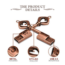 Load image into Gallery viewer, MicroDrive 64GB USB 2.0 Copper Love Key U Disk, 64GB