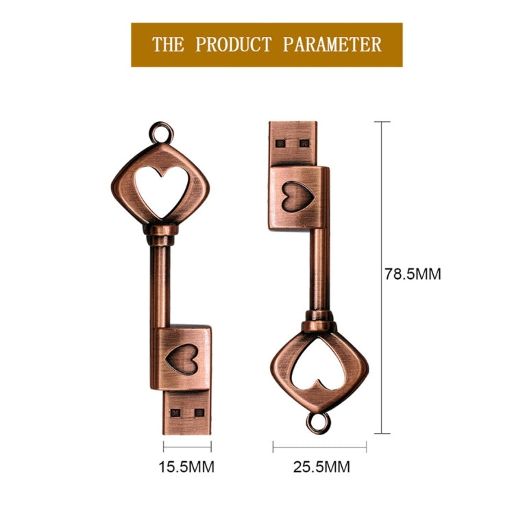 MicroDrive 64GB USB 2.0 Copper Love Key U Disk, 64GB