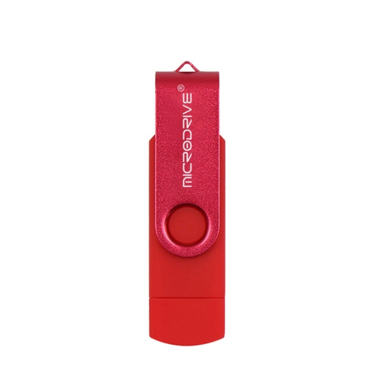 MicroDrive 32GB USB 2.0 Mobile Computer Dual-use Rotating OTG Metal U Disk, 32GB