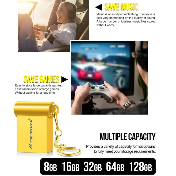 MiCRODATA 32GB USB 2.0 Computer Car Two-use Mini U Disk(Silver Grey), 32GB