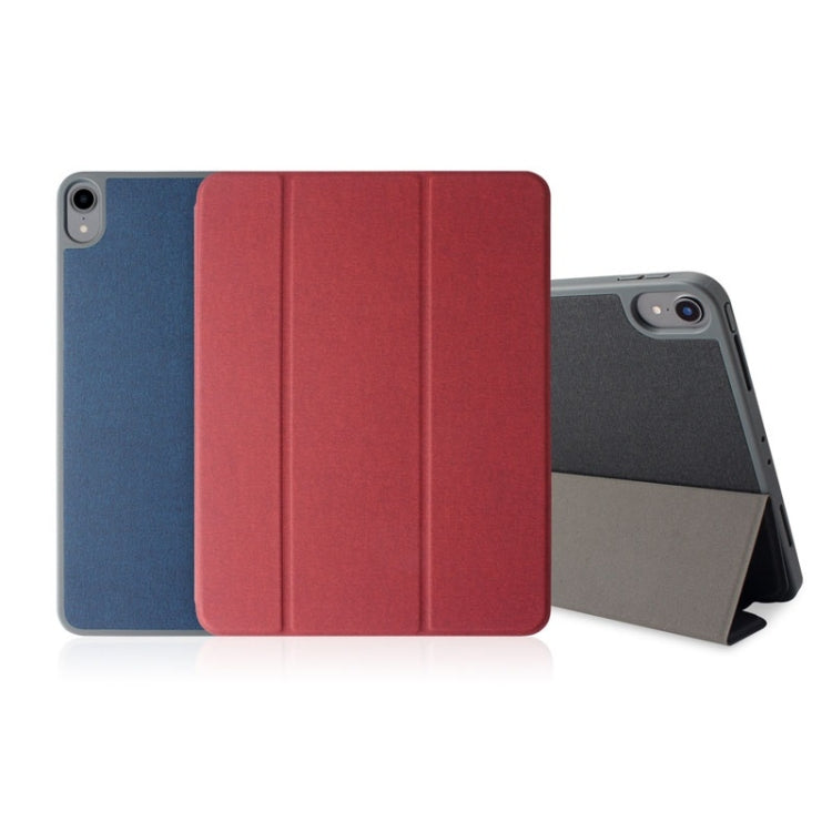 Mutural Exquisite Series Cloth Texture PU+TPU Leather Case for iPad Pro 12.9 inch (2018), with 3-Fold Holder & Pen Slot & Sleep & Wake-up Function
