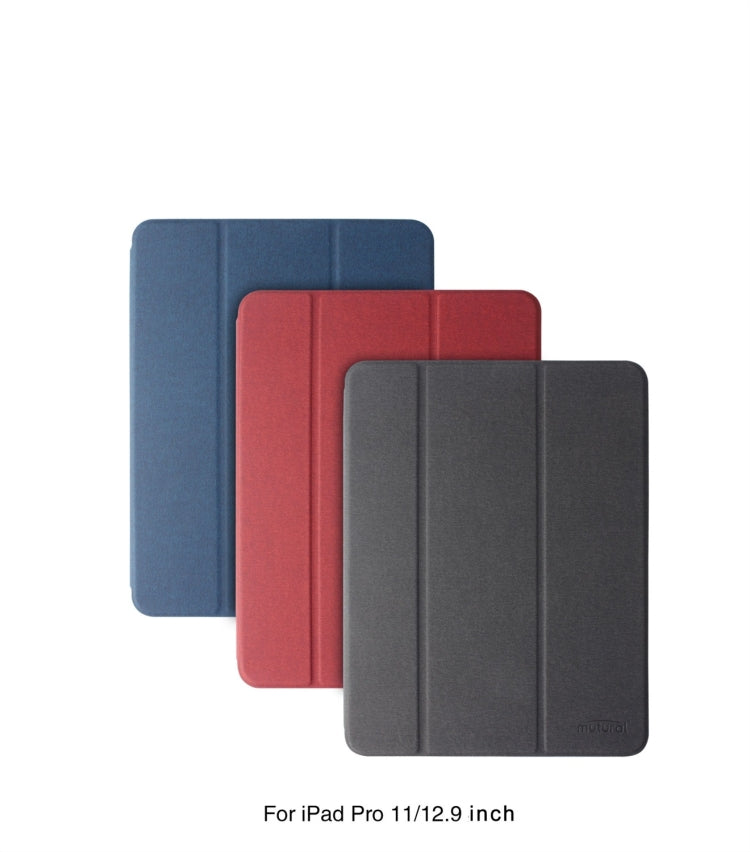 Mutural Exquisite Series Cloth Texture PU+TPU Leather Case for iPad Pro 12.9 inch (2018), with 3-Fold Holder & Pen Slot & Sleep & Wake-up Function