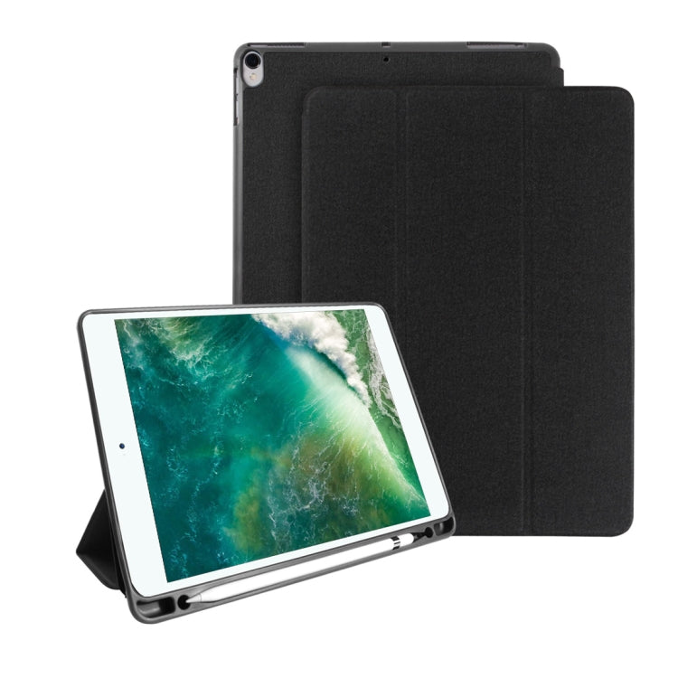 Mutural Exquisite Series Cloth Texture PU+TPU Leather Case for iPad Pro 10.5 inch, with 3-Fold Holder & Pen Slot & Sleep & Wake-up Function