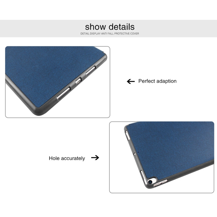 Mutural Exquisite Series Cloth Texture PU+TPU Leather Case for iPad Pro 10.5 inch, with 3-Fold Holder & Pen Slot & Sleep & Wake-up Function