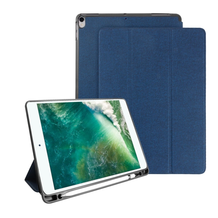 Mutural Exquisite Series Cloth Texture PU+TPU Leather Case for iPad Pro 10.5 inch, with 3-Fold Holder & Pen Slot & Sleep & Wake-up Function