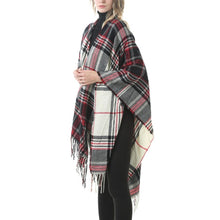 Load image into Gallery viewer, Fashion Classic Split Plaid Shawl Fringed Thickening Imitation Cashmere Cloak