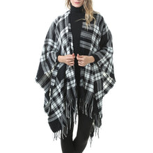 Load image into Gallery viewer, Fashion Classic Split Plaid Shawl Fringed Thickening Imitation Cashmere Cloak