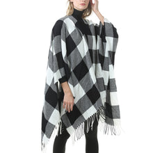 Load image into Gallery viewer, Fashion Classic Split Plaid Shawl Fringed Thickening Imitation Cashmere Cloak