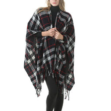 Load image into Gallery viewer, Fashion Classic Split Plaid Shawl Fringed Thickening Imitation Cashmere Cloak