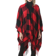 Load image into Gallery viewer, Fashion Classic Split Plaid Shawl Fringed Thickening Imitation Cashmere Cloak
