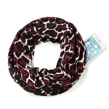 Load image into Gallery viewer, Multi-function Fashion Zip Pocket Design Scarf(Leopard Black Red)