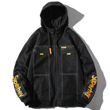 Load image into Gallery viewer, Hooded Casual Letter Print Tooling Denim Jacket for Men, M, L, XL, XXL, XXXL, XXXXL