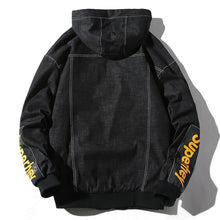 Load image into Gallery viewer, Hooded Casual Letter Print Tooling Denim Jacket for Men, M, L, XL, XXL, XXXL, XXXXL