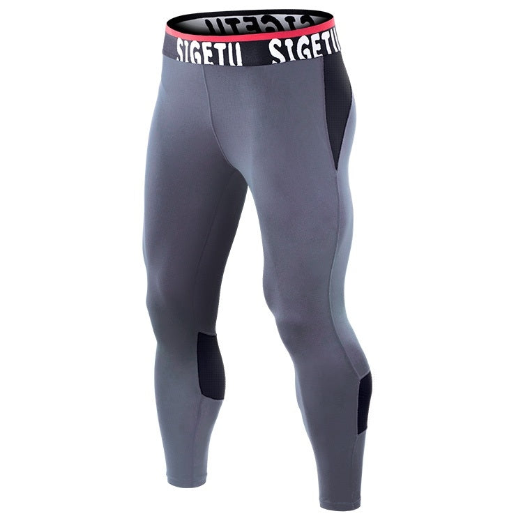 SIGETU Men Fitness Quick-drying Stretch Trousers (Color:Black Green Size:XXL), S, M, L, XL, XXL, XXXL