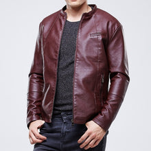 Load image into Gallery viewer, Men Slim-fit Washed PU Leather Jacket, M, L, XL, XXL, XXXL