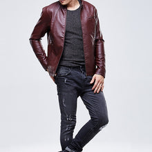 Load image into Gallery viewer, Men Slim-fit Washed PU Leather Jacket, M, L, XL, XXL, XXXL