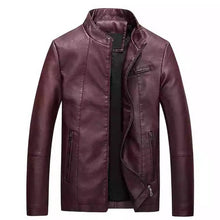 Load image into Gallery viewer, Men Slim-fit Washed PU Leather Jacket, M, L, XL, XXL, XXXL