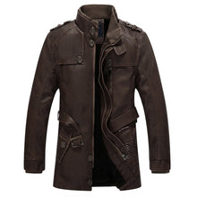 Load image into Gallery viewer, Men Long Style Leather Jacket Coat, M, L, XL, XXL, XXXL, XXXXL