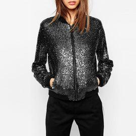 Women Wild Casual Sequin Jacket Short Coat (Color:Gold Size:XXL), S, M, L, XL, XXL