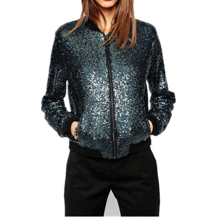 Women Wild Casual Sequin Jacket Short Coat (Color:Gold Size:XXL), S, M, L, XL, XXL