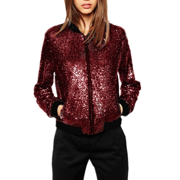 Women Wild Casual Sequin Jacket Short Coat (Color:Gold Size:XXL), S, M, L, XL, XXL