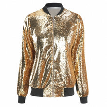 Load image into Gallery viewer, Ladies Loose Sequin Baseball Jacket (Color:Silver Size:XXXL), S, M, L, XL, XXL, 3XL