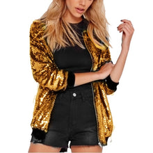 Load image into Gallery viewer, Ladies Loose Sequin Baseball Jacket (Color:Silver Size:XXXL), S, M, L, XL, XXL, 3XL
