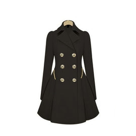 Slim Mid-length Commuter Jacket Trench Coat (Color:Black Size:S), S, M, L, XL, XXL, 3XL