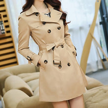 Load image into Gallery viewer, Mid-length Slim Casual Lace-up Trench Windbeaker (Color:Black Size:XL), S, M, L, XL, XXL