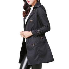Load image into Gallery viewer, Mid-length Slim Casual Lace-up Trench Windbeaker (Color:Black Size:XL), S, M, L, XL, XXL