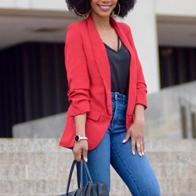 Women Solid Color Buckleless Slim Casual Suit (Color:Black Size:M), S, M, L, XL, XXL