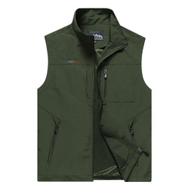 Men Sleeveless Stand Collar Loose Vest Multi-pockets Vest, M, L, XL, XXXL, XXXXL, 5XL, 6XL, XXL
