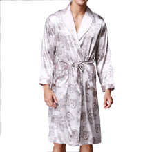 Load image into Gallery viewer, Men Long Paragraph Silk Pajamas(Color:Grey Size:XXXL), L, XL, XXL, XXXL