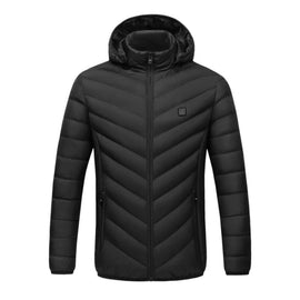 USB Heated Smart Constant Temperature Hooded Warm Coat for Men and Women (Color:Dark Blue Size:XXXXL), S, M, L, XL, XXL, 3XL, 4XL