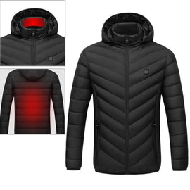 USB Heated Smart Constant Temperature Hooded Warm Coat for Men and Women (Color:Dark Blue Size:XXXXL), S, M, L, XL, XXL, 3XL, 4XL